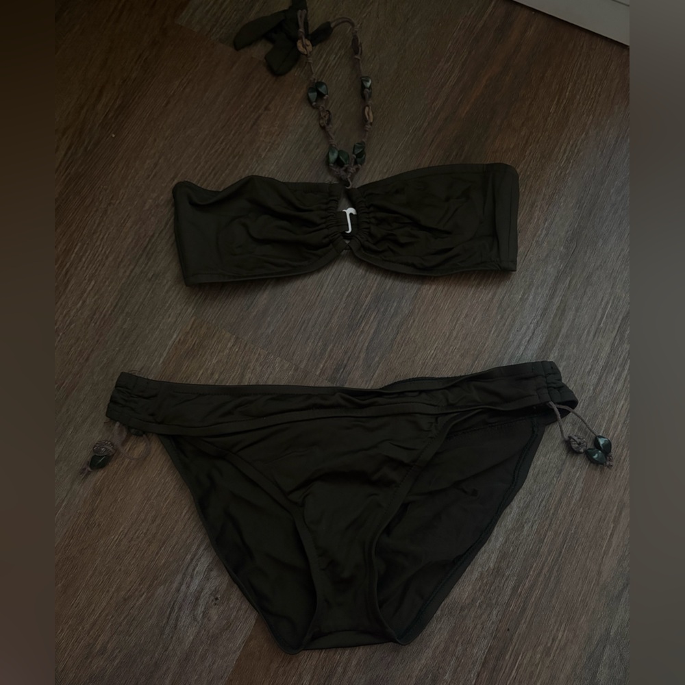 Army Green 2000s Beaded Bikini Set